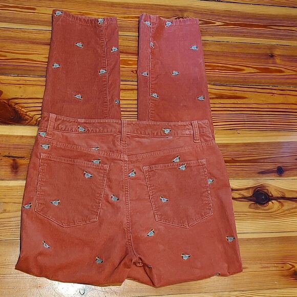 Talbot's Dusty Rose Corduroy Embroidered Mallard Duck Straight Leg Pant Size 8 - Picture 12 of 14